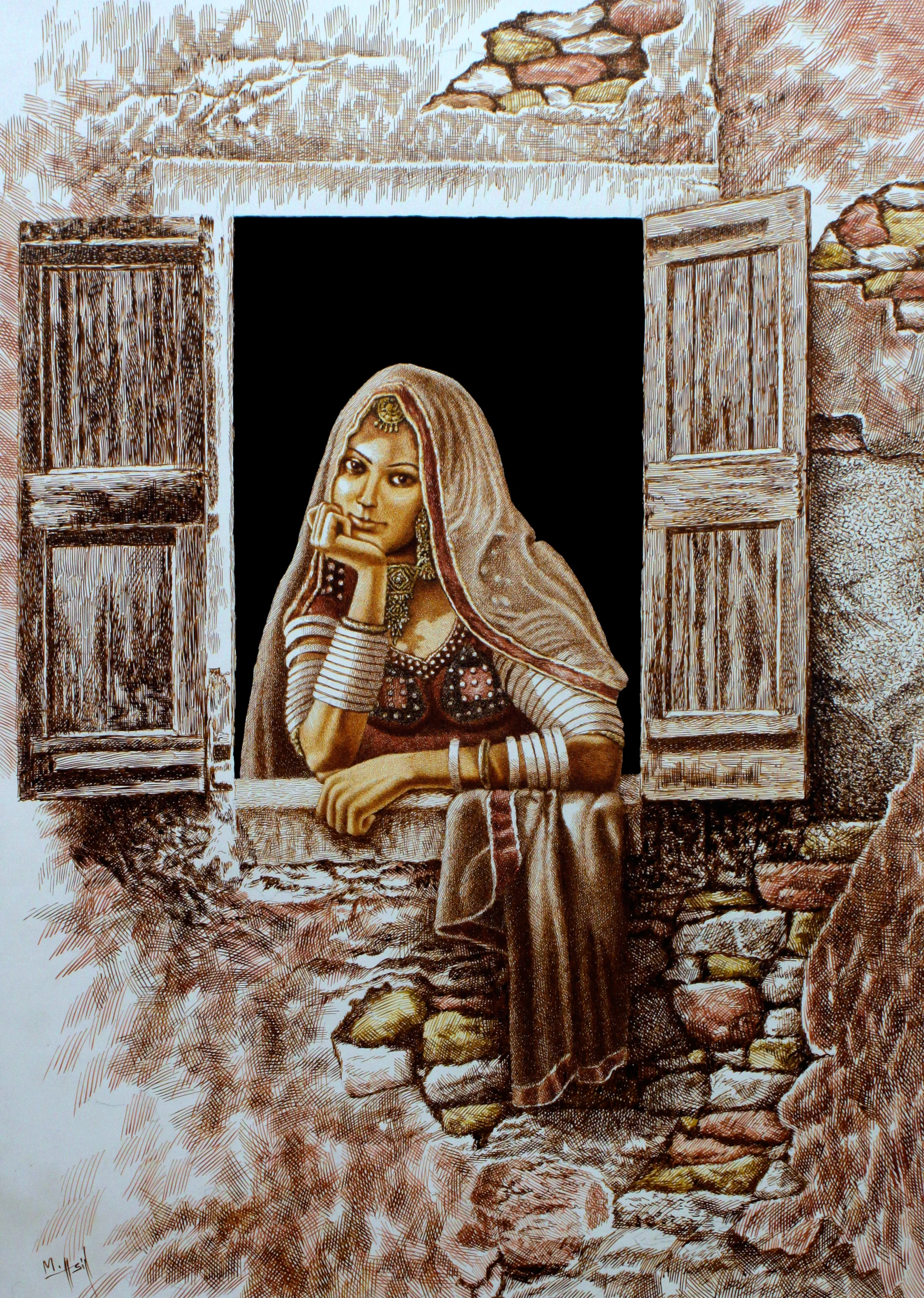 Master piece pen and ink artwork by Asif Ghayaz